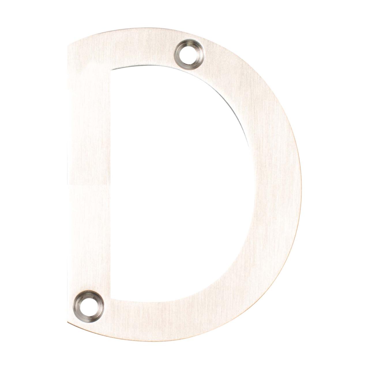 Husbogstav D m/skruehuller - 78 mm - Børstet