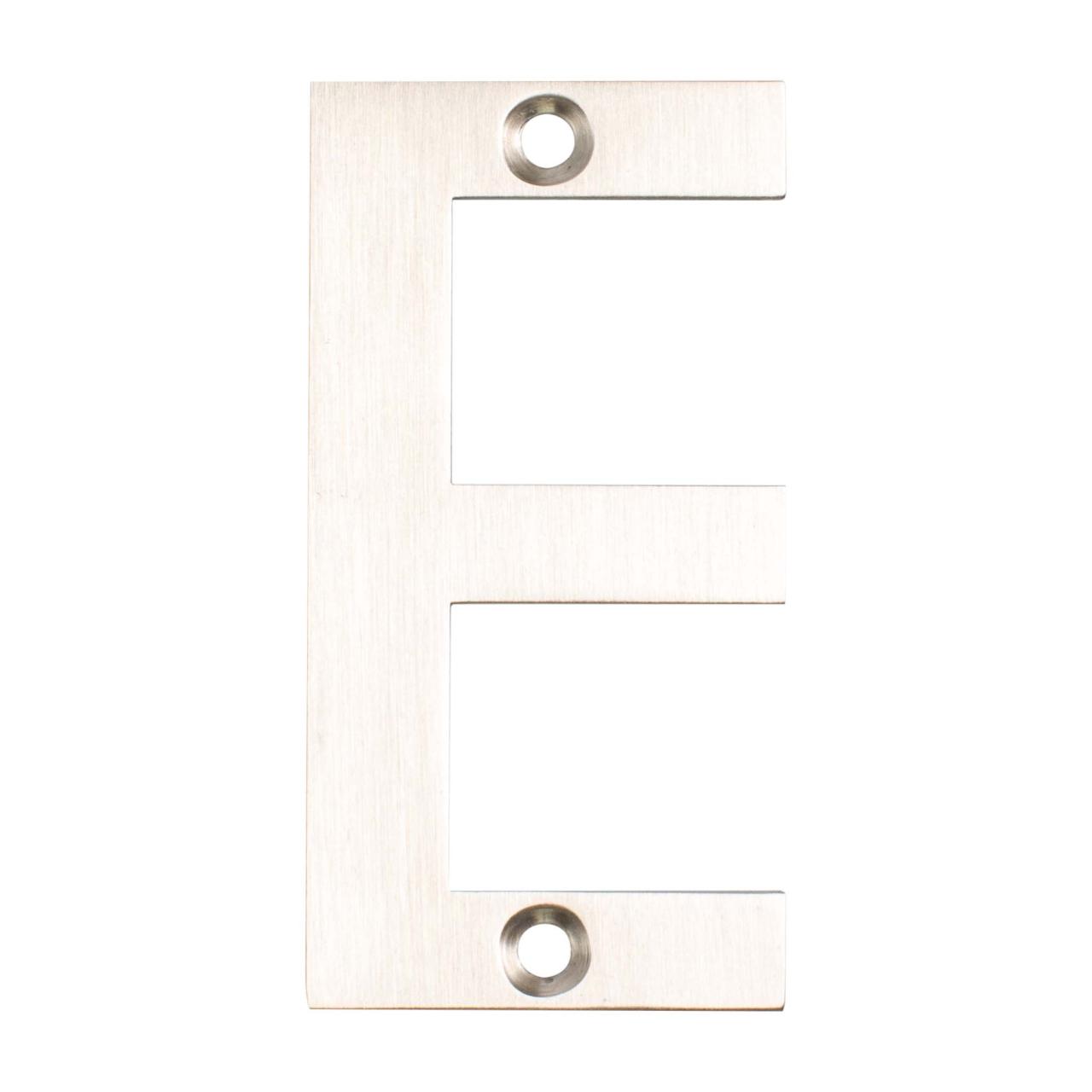 Husbogstav E m/skruehuller - 78 mm - Børstet