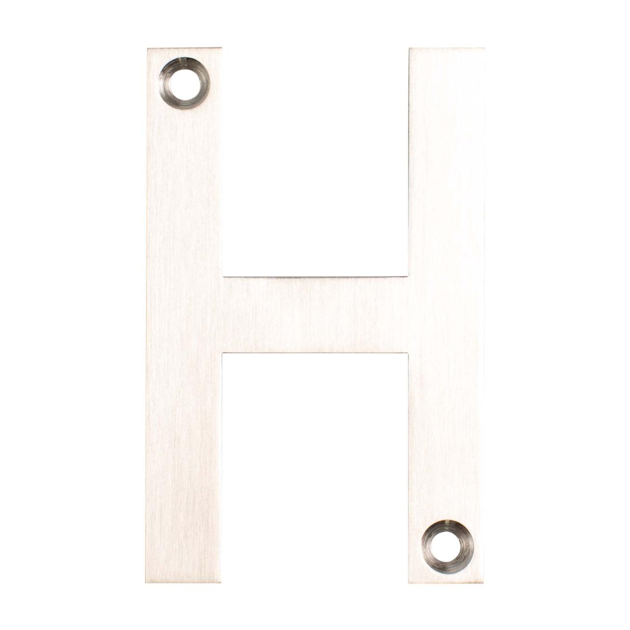 Husbogstav H m/skruehuller - 78 mm - Børstet