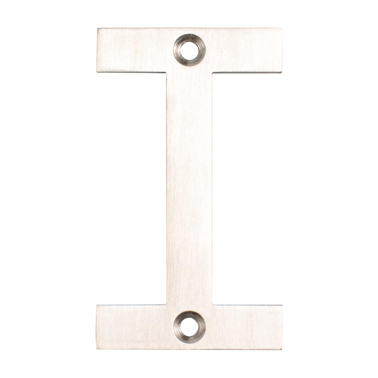 Husbogstav I m/skruehuller - 78 mm - Børstet