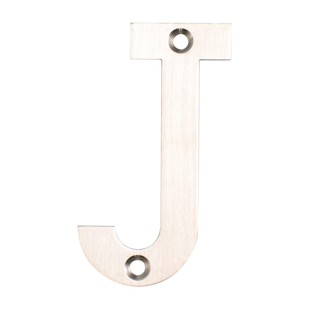 Husbogstav J m/skruehuller - 78 mm - Børstet