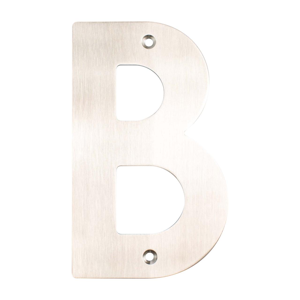 Husbogstav B m/skruehuller - 140 mm - Børstet