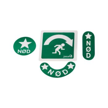 Klistermærker til nødbesætning - 50x50 mm - Grøn/hvid