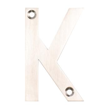 Husbogstav K m/skruehuller - 78 mm - Børstet
