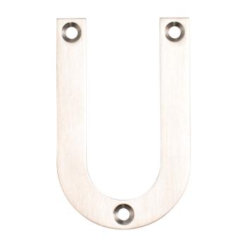 Husbogstav U m/skruehuller - 78 mm - Børstet