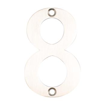 Husnummer 8 m/skruehuller - 78 mm - Børstet