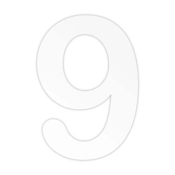 Husnummer 9 - 140 mm - Hvid