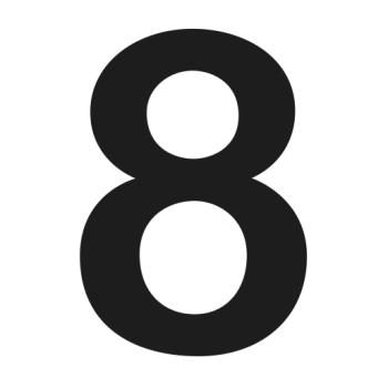 Husnummer 8 - 140 mm - Sort