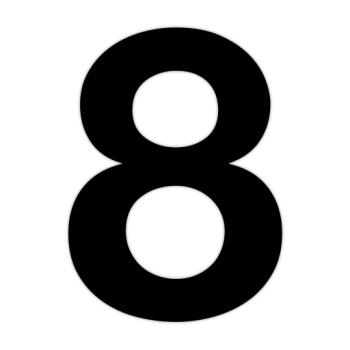 Selvklæbende husnummer 8 - 70 mm - Sort