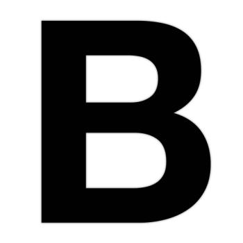 Selvklæbende husbogstav B - 70 mm - Sort